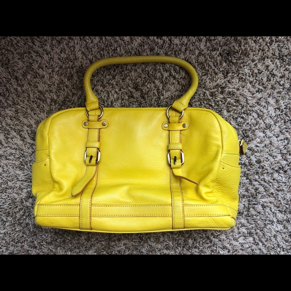 Pilcro and the Letterpress Leather Yellow Satchel